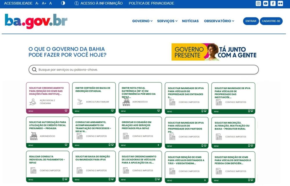 Você está visualizando atualmente Sefaz-BA amplia atuação no ba.gov.br e alcança a marca de 20 serviços na plataforma