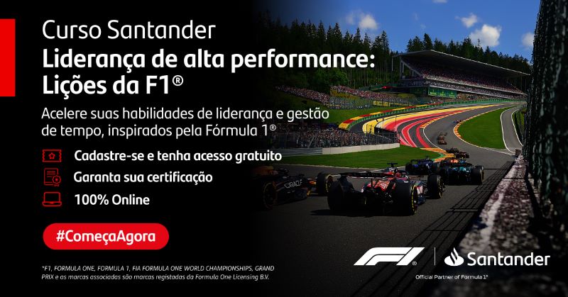 Você está visualizando atualmente Baianos podem participar de curso gratuito de liderança e inovação do Santander em parceria com a Fórmula 1