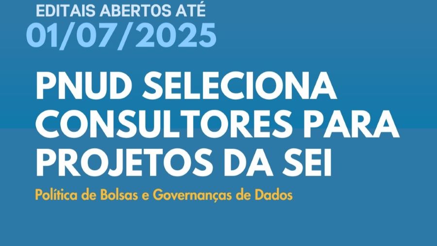 SEI e PNUD selecionam consultores técnicos para novos programas