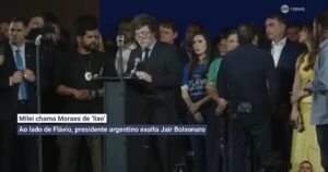 Leia mais sobre o artigo Milei participa de lançamento da candidatura de Flavio, ofende Moraes e gera incidente diplomático