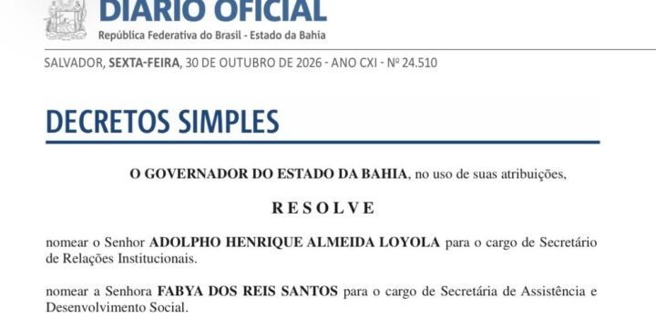 Adolpho Loyola e Fabya Reis retornam ao governo Jerônimo